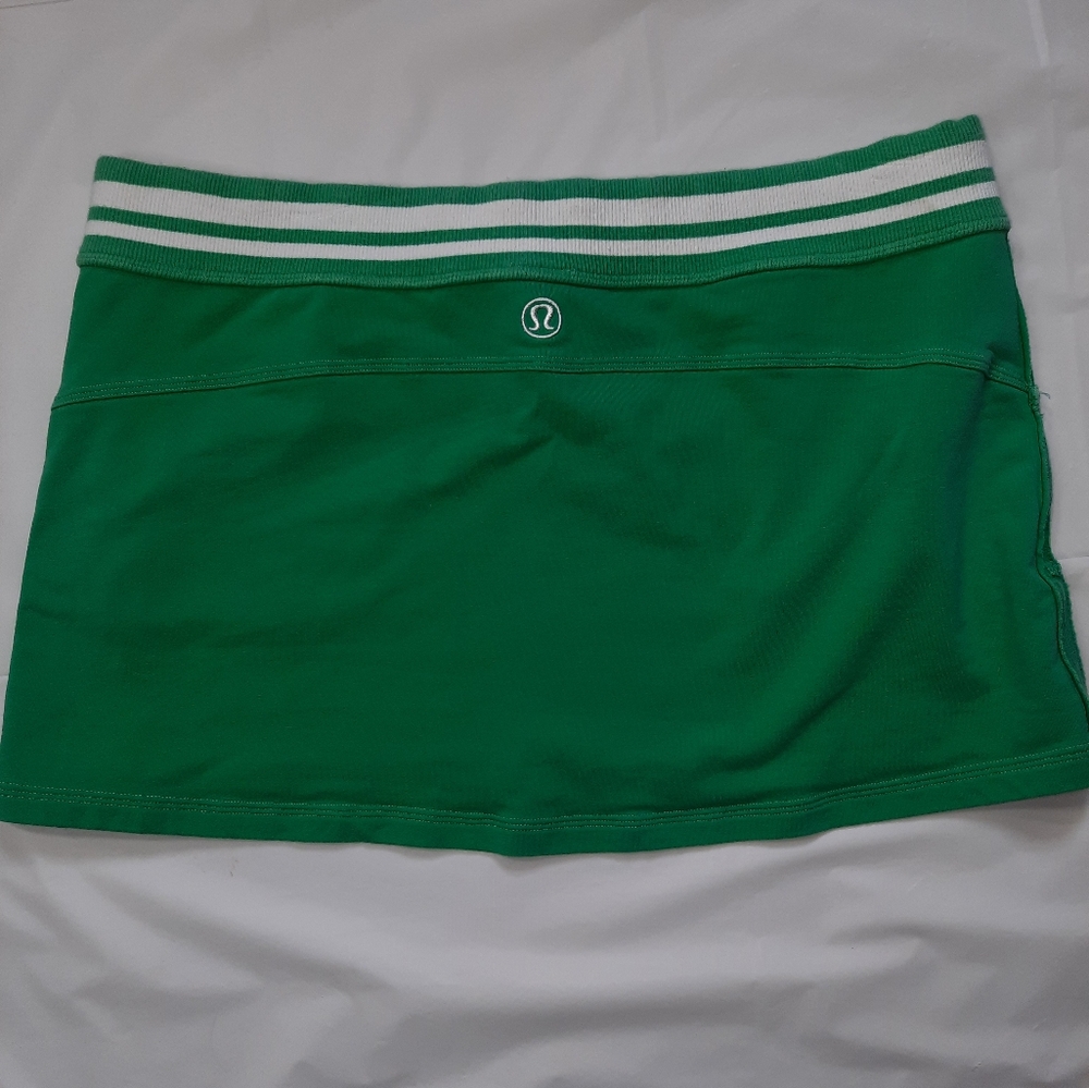 Lululemon | Green w. White Strips Y2K Vintage Cotton Skirt Size 10